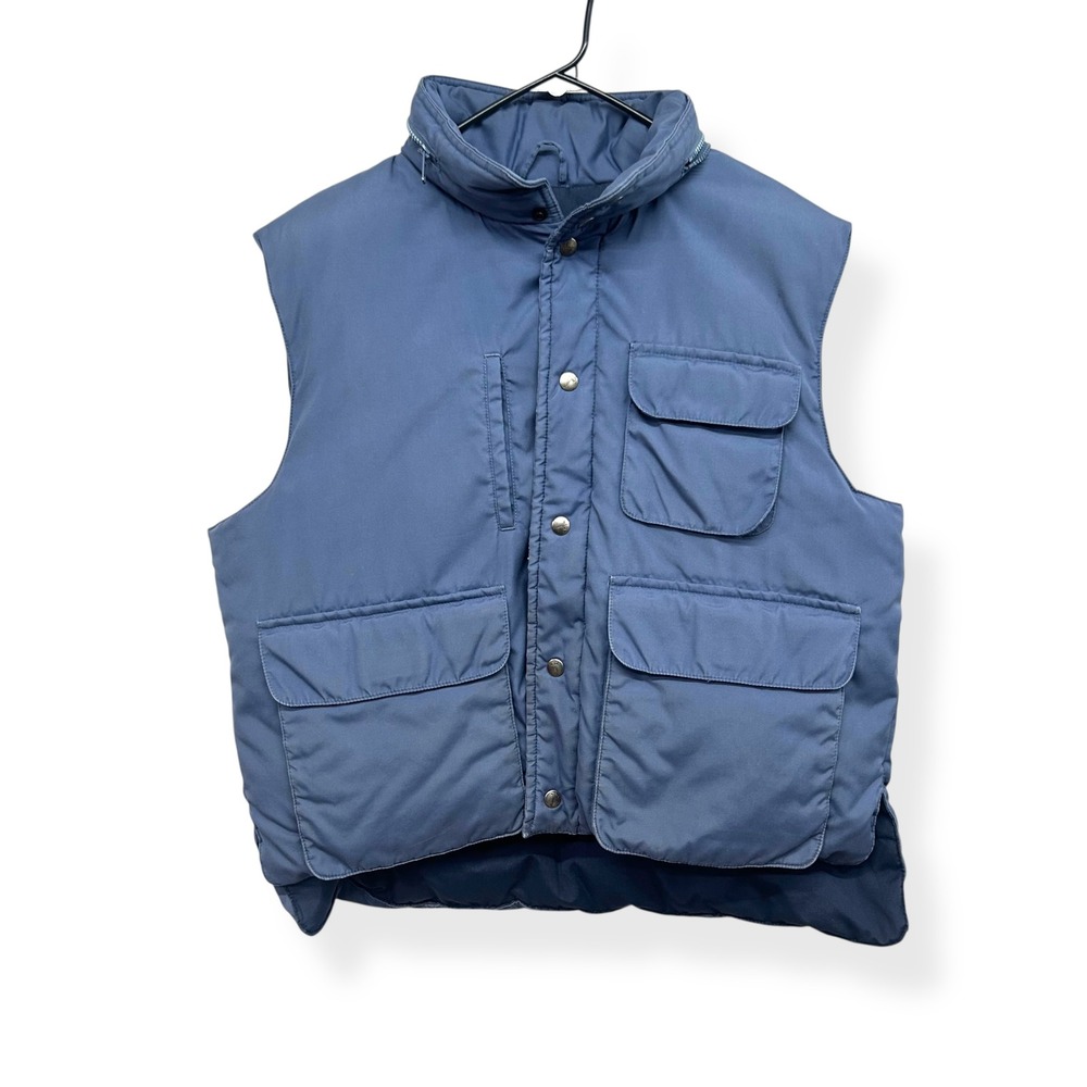 Fieldmaster Blue Down Puffer Vest Men's L Hooded Utility‎ Gorpcore Layer